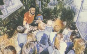 Taller de huerto escolar infantil . Hoy en el peque huerto de navalazarza hemos hecho un taller sobre la historia del tomate Rosa y nos hemos preguntado ¿qué fue primero, la semilla o el tomate?